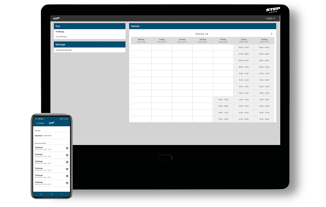 Bokningssystem i app + informationstavla Bokningssystem i app + informationstavla