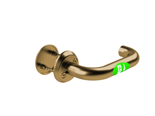 STEP Exit in brushed brass, left. without plate. Emergency exit with the use of the interior lever handle. Cover plate on the exterior side. STEP Exit in brushed brass, left. without plate. Emergency exit with the use of the interior lever handle. Cover plate on the exterior side.