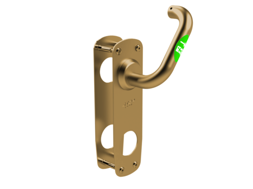 STEP Exit in brushed brass, for lefthanded doors. Emergency exit with the use of the interior evacuation handle on the cylinder position. Room for cylinder and lever handle on the exterior side. STEP Exit in brushed brass, for lefthanded doors. Emergency exit with the use of the interior evacuation handle on the cylinder position. Room for cylinder and lever handle on the exterior side.