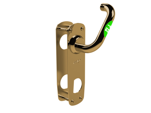STEP Exit in polished brass, for lefthanded doors. Emergency exit with the use of the interior evacuation handle on the cylinder position. Room for cylinder and lever handle on the exterior side. STEP Exit in polished brass, for lefthanded doors. Emergency exit with the use of the interior evacuation handle on the cylinder position. Room for cylinder and lever handle on the exterior side.